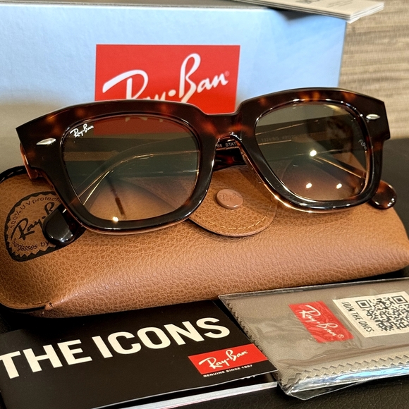 LIKE NEW Ray-Ban State Street Tortoise Gradient Brown RB2186 Sunglasses main image 15